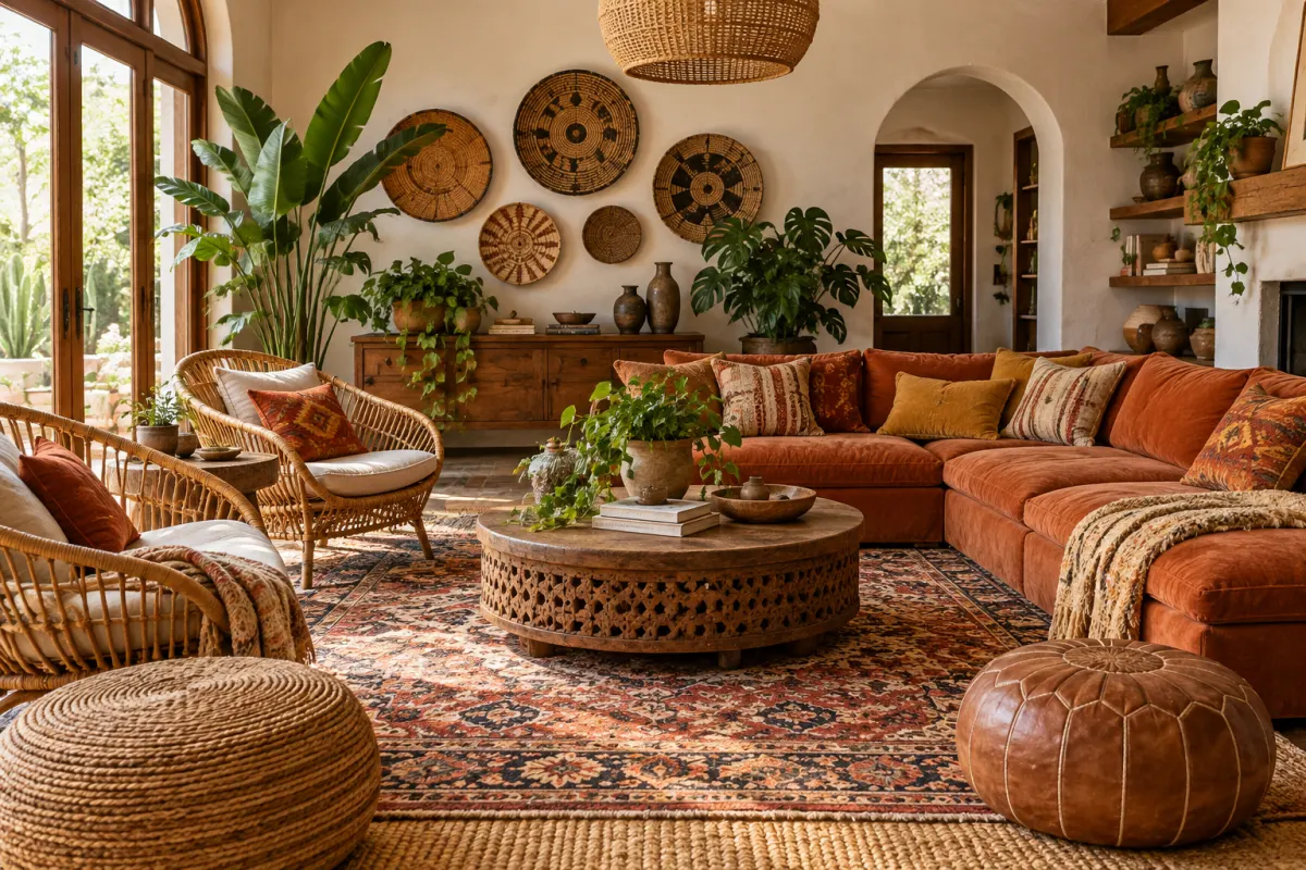 Boho living room style