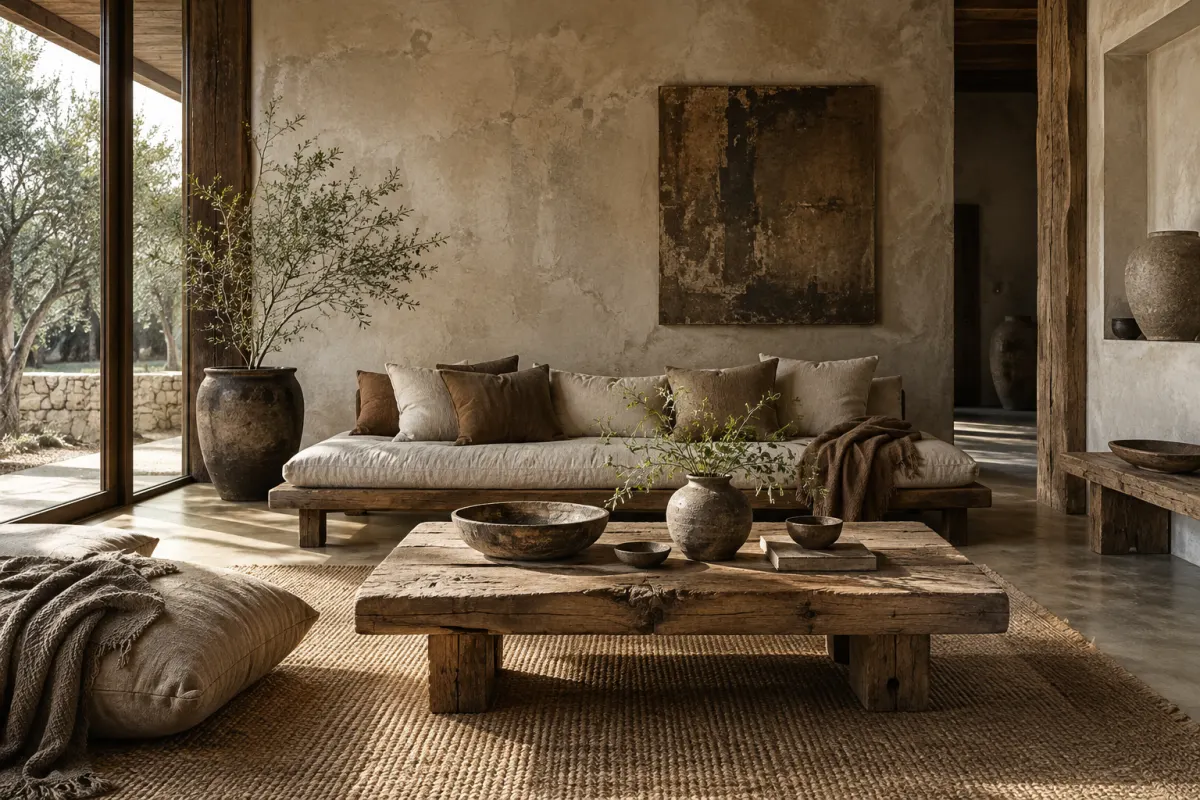 Wabi-sabi living room style